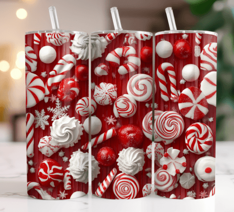 Red Candies 20 oz Tumbler Stainless Steel Straw 3PC Set