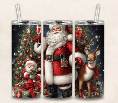 Santa 20 oz Tumbler Stainless Steel Straw 3PC Set