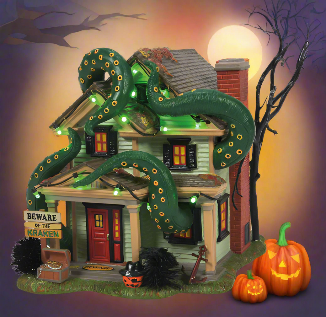 Department 56. THE KRAKEN HOUSE. Halloween Village Building, 6011436.