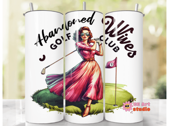 Abandoned Housewife Golfing 20 oz Tumbler Stainless Steel Straw 3PC Set