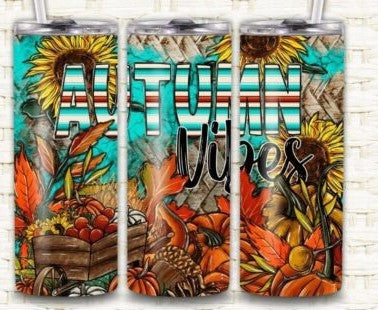 Autumn Vibes 20 oz Tumbler Stainless Steel Straw 3PC Set