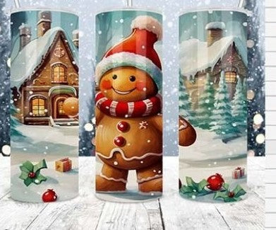 Gingerbread Man 20 oz Tumbler Stainless Steel Straw 3PC Set