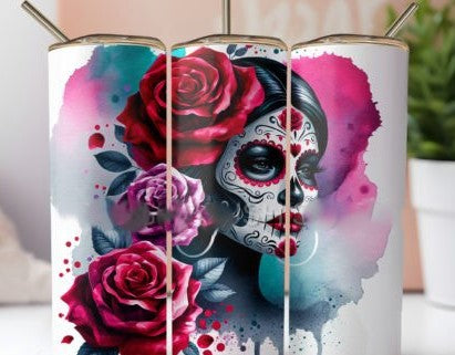 Beautiful Woman Roses 20 oz Tumbler Stainless Steel Straw 3PC Set