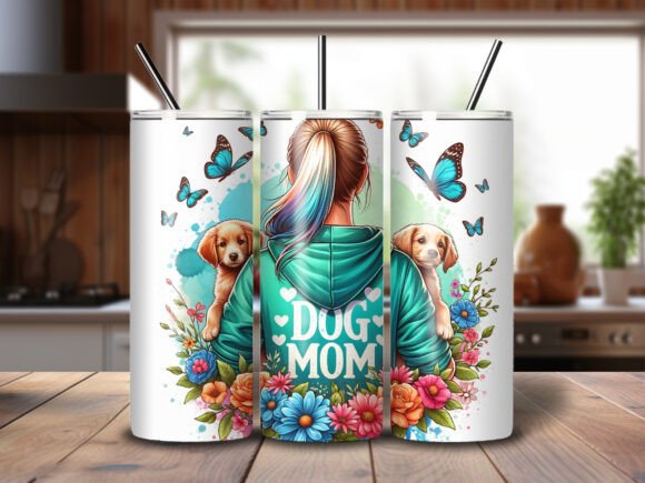 Dog Mom 20 oz Tumbler Stainless Steel Straw 3PC Set