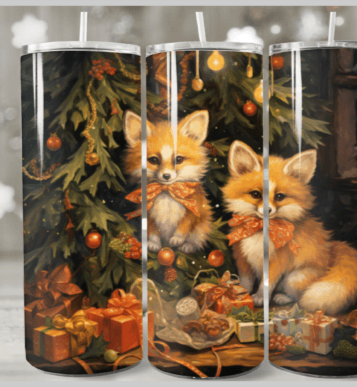 Winter Foxes 20 oz Tumbler Stainless Steel Straw 3PC Set