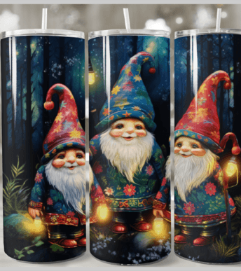 Christmas Gnomes 20 oz Tumbler Stainless Steel Straw 3PC Set