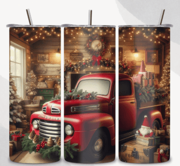 Red Truck 20 oz Tumbler Stainless Steel Straw 3PC Set