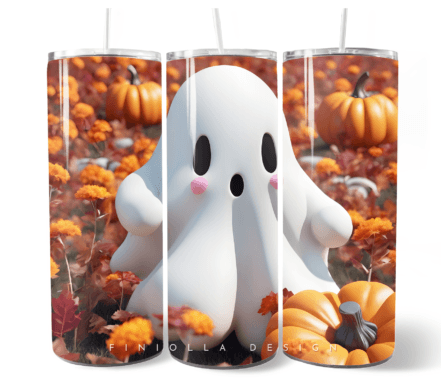 Cute Ghost Season 20 oz Tumbler Stainless Steel Straw 3PC Set