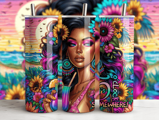 Island Women 20 oz Tumbler Stainless Steel Straw 3PC Set