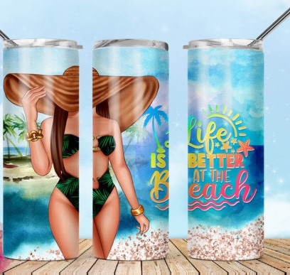 Girl In Swimsuit 20 oz Tumbler Stainless Steel Straw 3PC Set