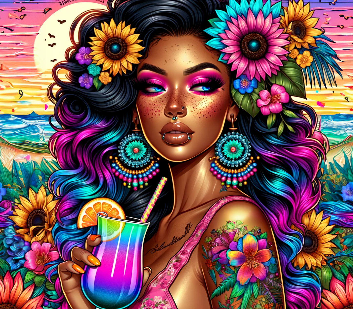 Island Women 20 oz Tumbler Stainless Steel Straw 3PC Set