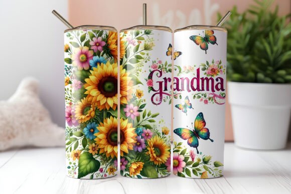 Grandmother 20 oz Tumbler Stainless Steel Straw 3PC Set