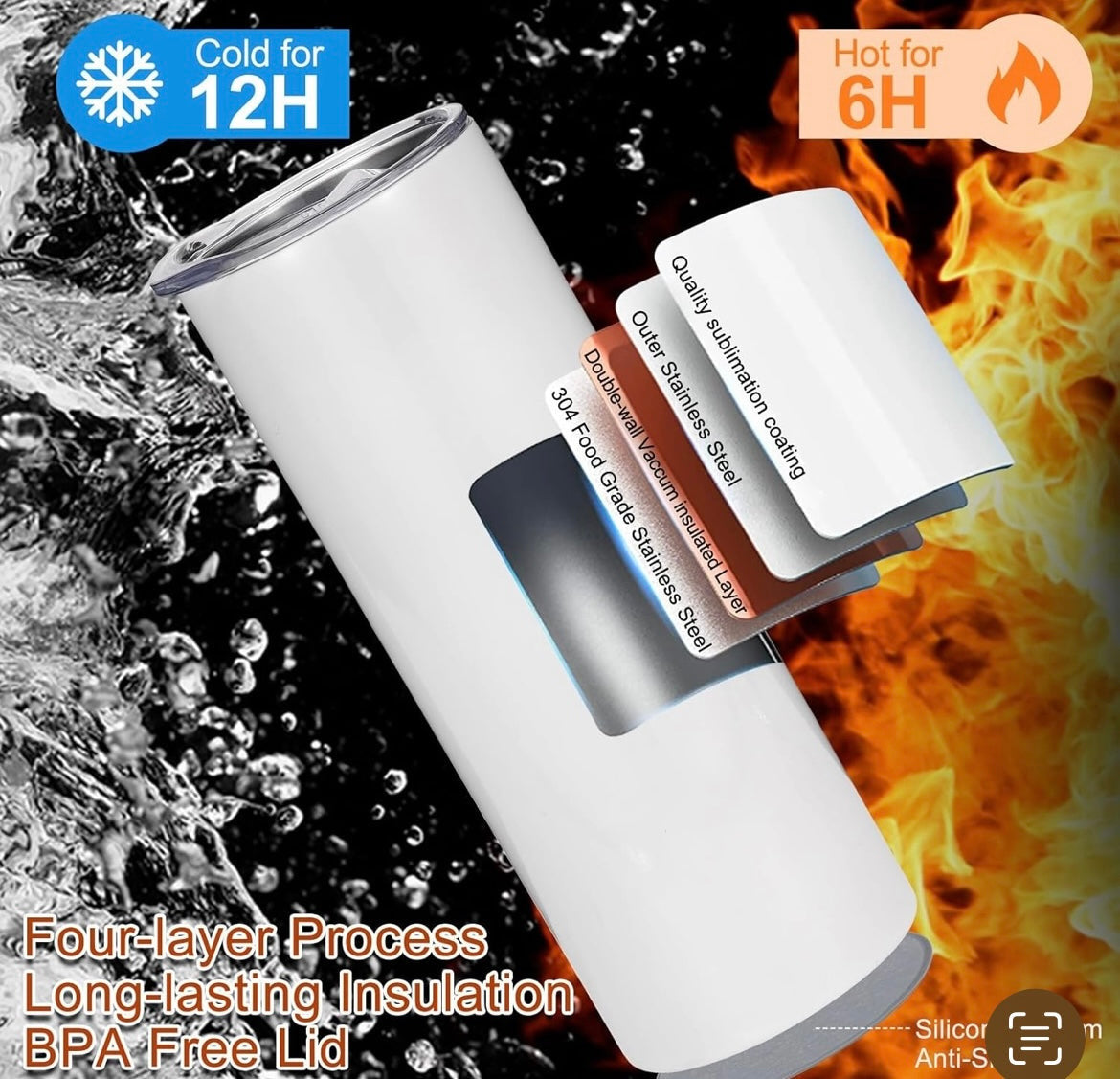 Camping Therapy 20 oz Tumbler Stainless Steel Straw 3PC Set