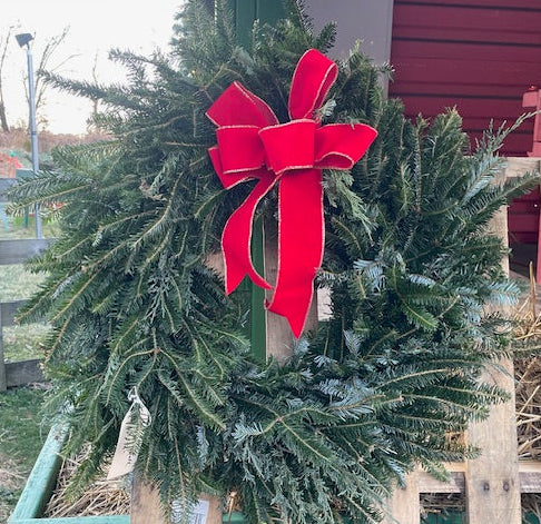 Premium Fraser Fir Christmas Wreath - Red Bow