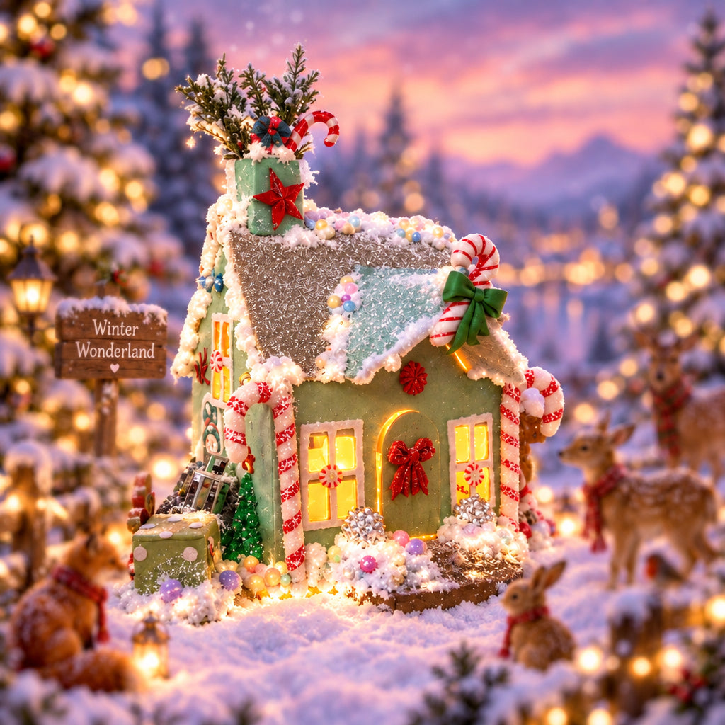 Glitter Christmas Cottage - Lit & Unbelievably Cute - Made Locally In Montgomery County