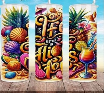 Life Is Better In Flip Flops 20 oz Tumbler Stainless Steel Straw 3PC Set