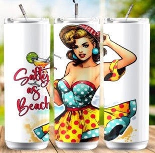 Salty With A Drink  20 oz Tumbler Stainless Steel Straw 3PC Set