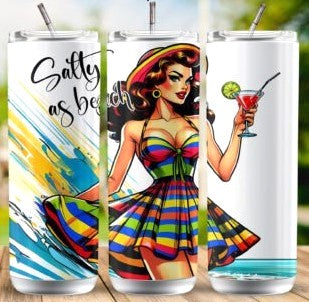 Salty On The Beach 20 oz Tumbler Stainless Steel Straw 3PC Set