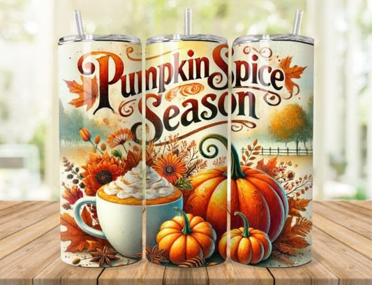Pumpkin Season 20 oz Tumbler Stainless Steel Straw 3PC Set
