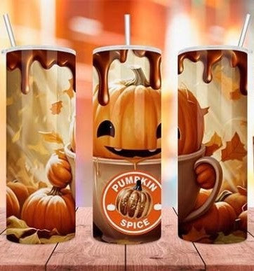 Pumpkin Spice 20 oz Tumbler Stainless Steel Straw 3PC Set