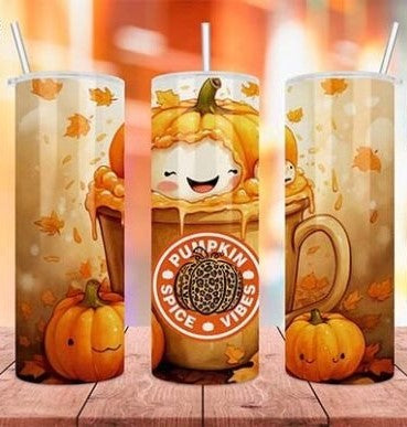 Pumpkin Spice Vibes 20 oz Tumbler Stainless Steel Straw 3PC Set