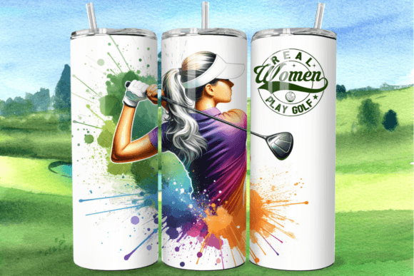 Golf Women 20 oz Tumbler Stainless Steel Straw 3PC Set