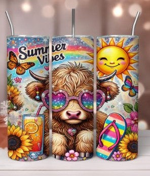 Summer Highlander 20 oz Tumbler Stainless Steel Straw 3PC Set