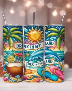 Drink In My Hand 20 oz Tumbler Stainless Steel Straw 3PC Set