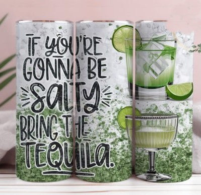 Tequila 20 oz Tumbler Stainless Steel Straw 3PC Set