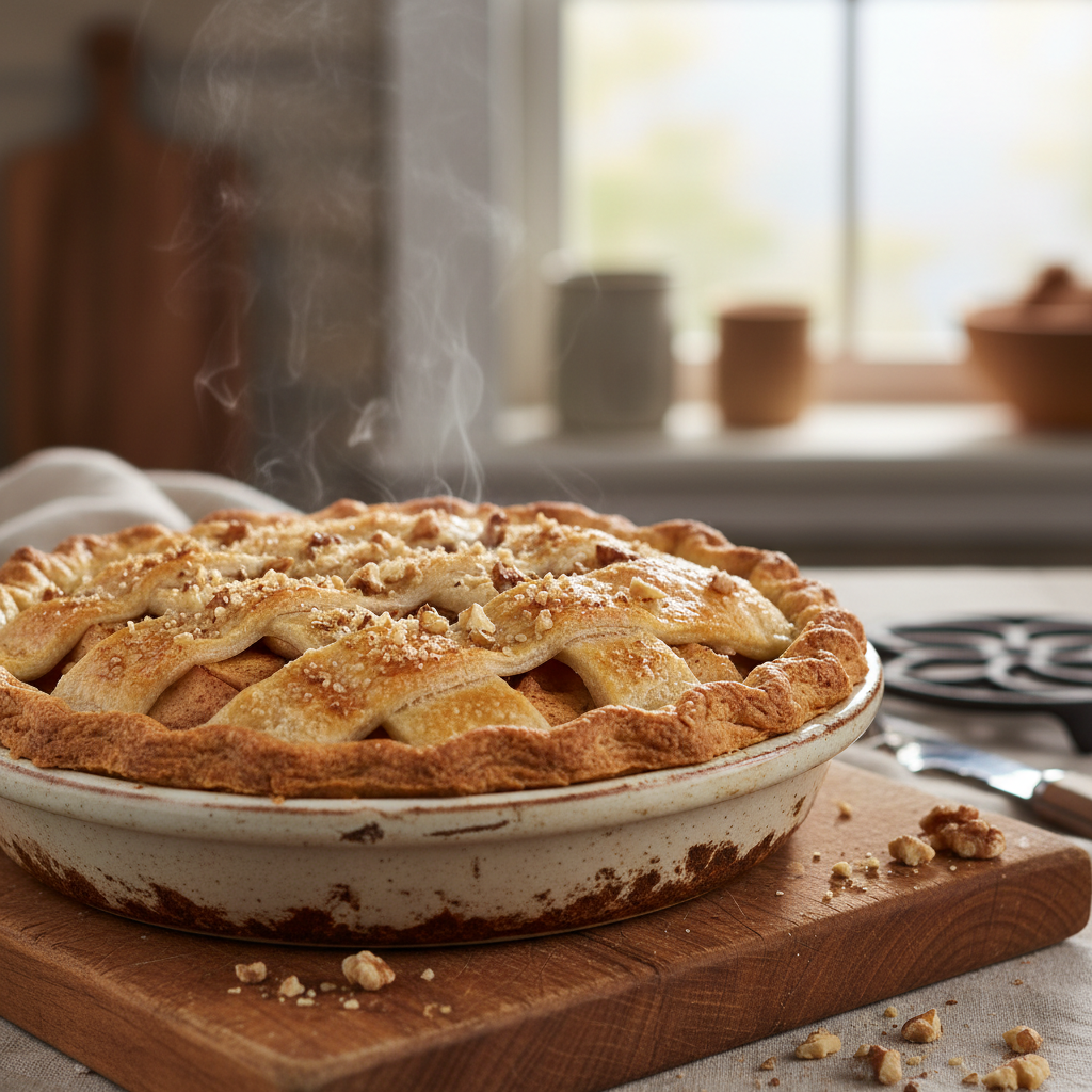 Homestyle Apple Walnut Pie With Brown Sugar