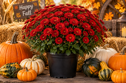 Red Mums 8" Pot