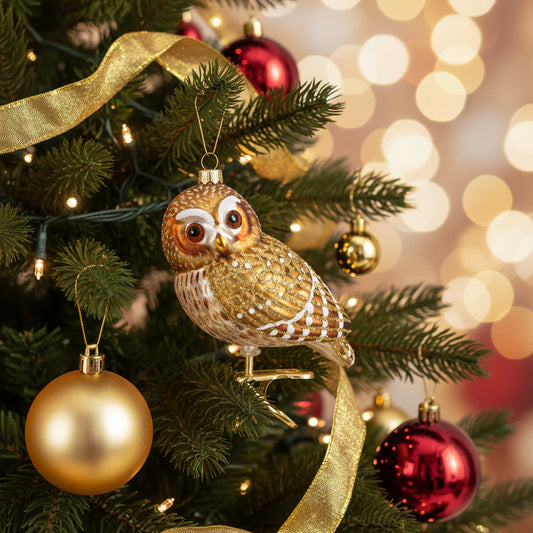 Woodland Pygmy Owl Glass Clip Ornament #18067