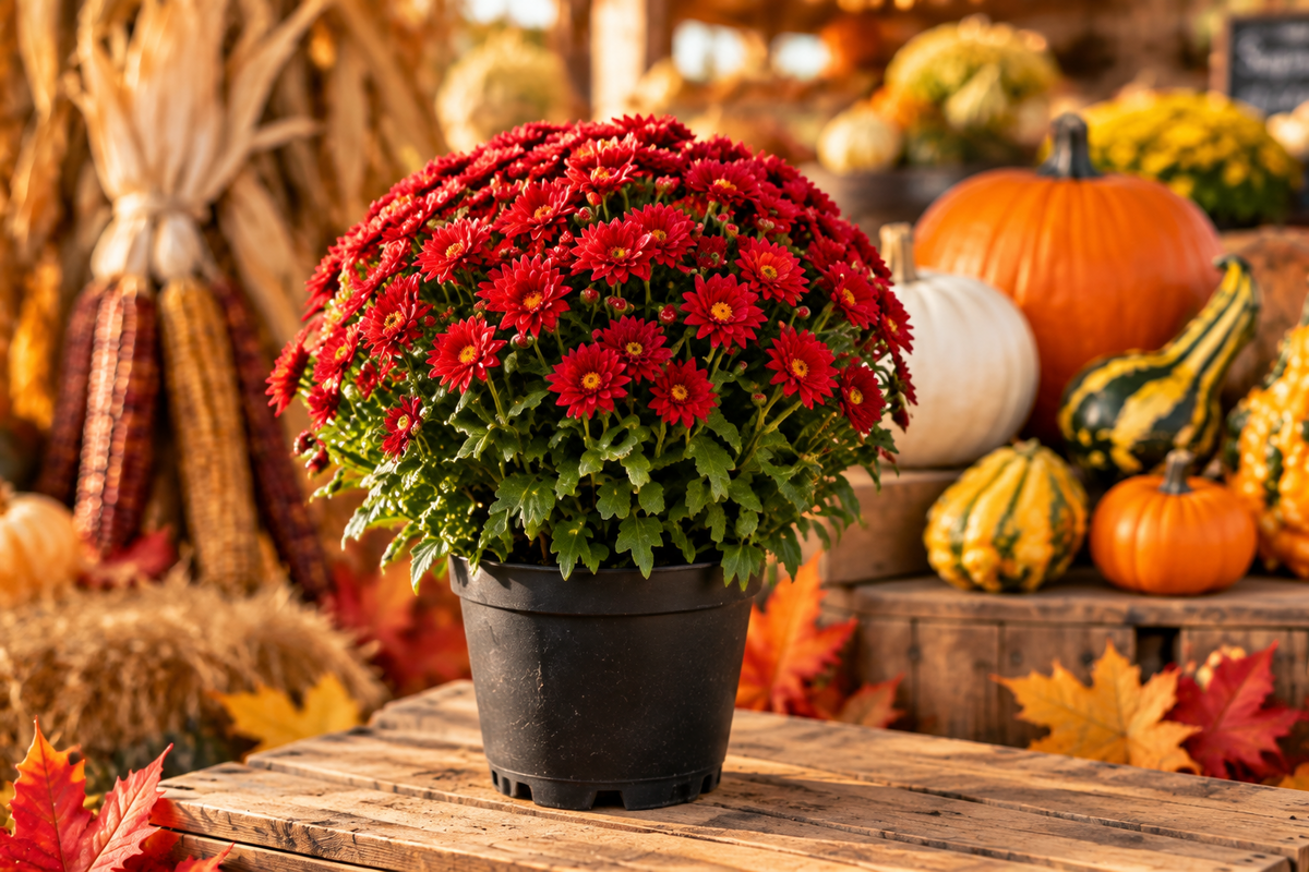 Red Mum Small 4" Pot